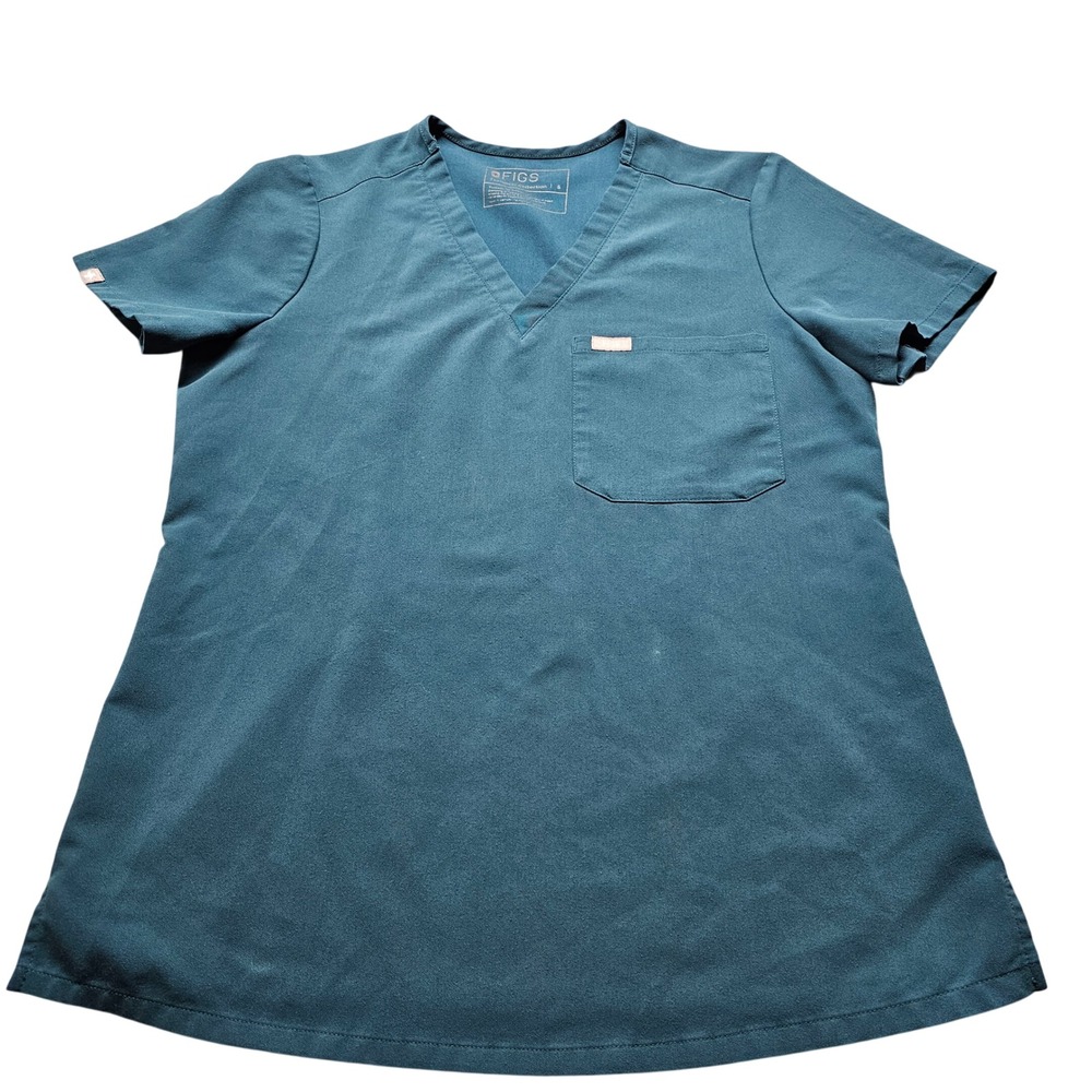 FIGS Casma Scrub Top Small Teal Blue Technical Collection V-Neck Womens Dental